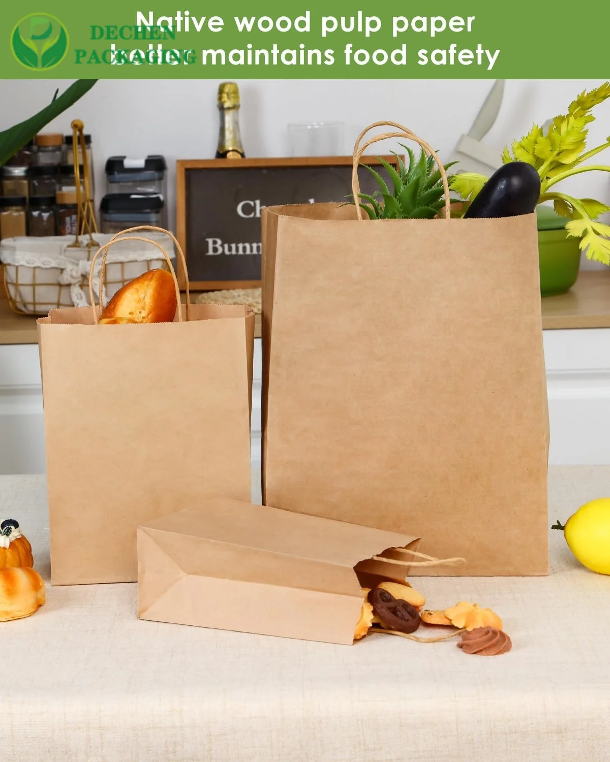Sacs en papier pour courses avec poignées pour supermarché